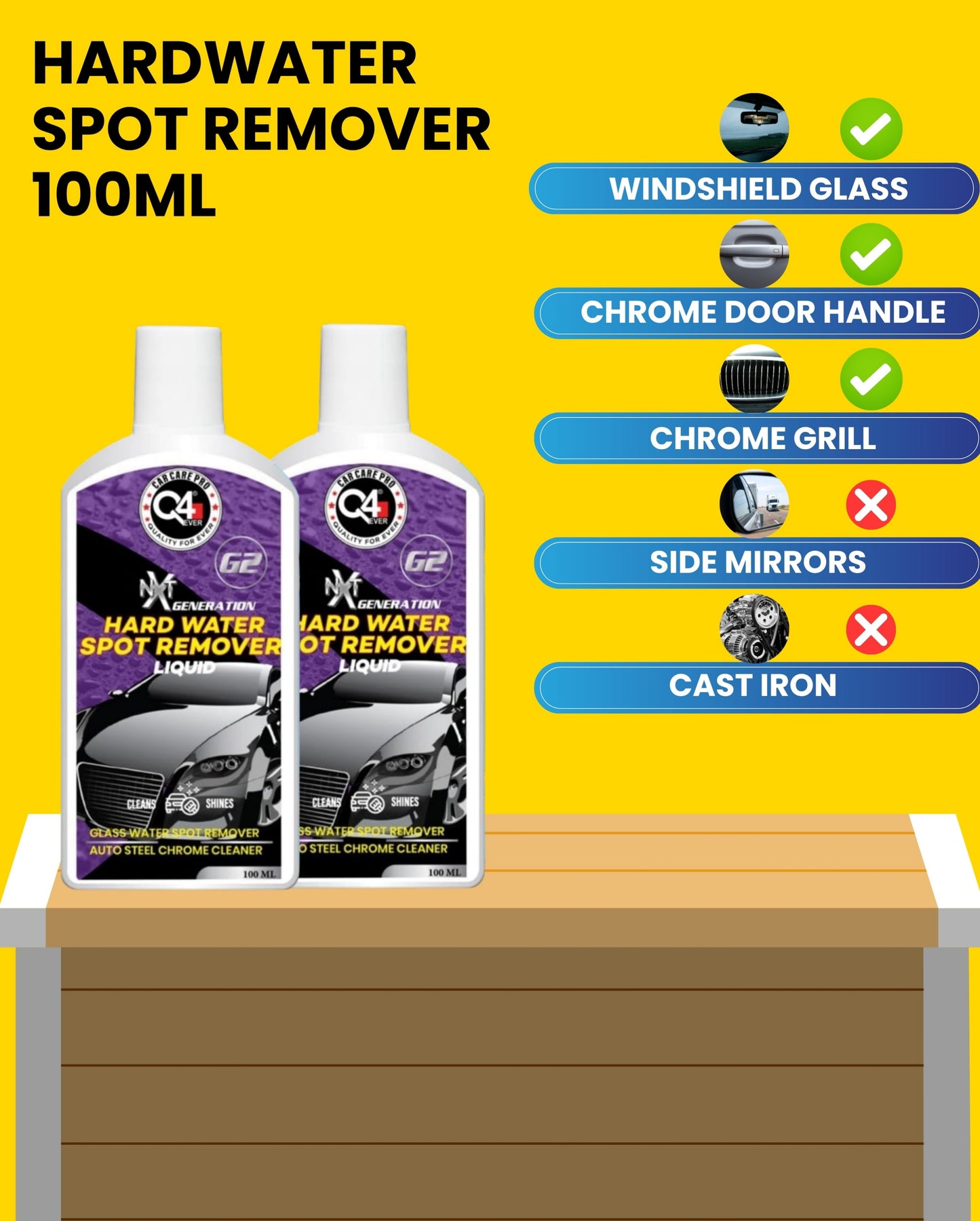 Auto Care Improved Glass Polish & Hard Water Spot Remover (Liquid) – 4 Item Pack