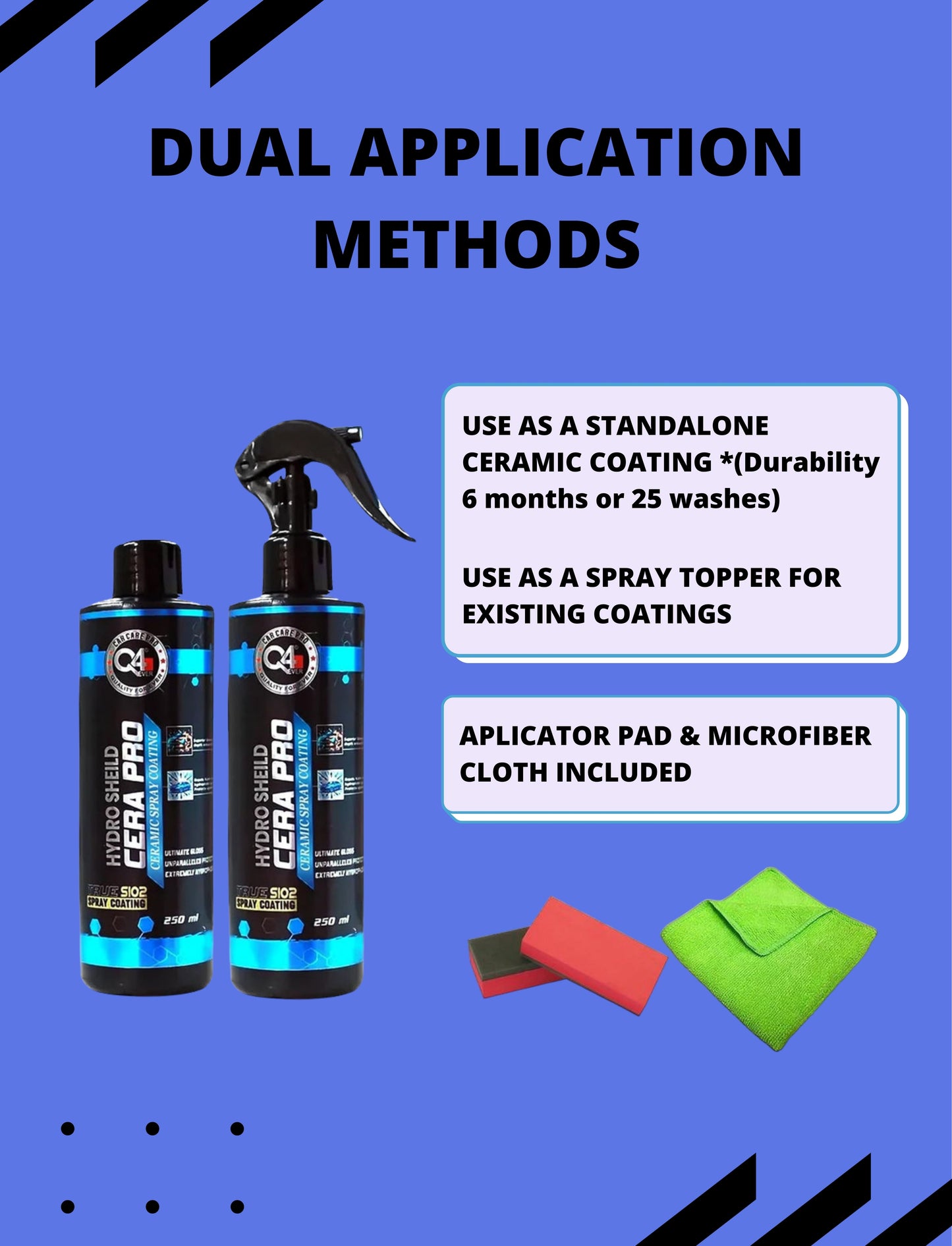 Cera PRO Ceramic Coating Hydro Shield 250ml | DIY Easy Application for Car & Bike Protection | Pack of 1