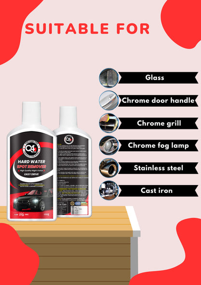 Q4 Ever Hard Water Spot Remover Glass Stains Remover Easy Drive Removes 100% hard water stains from glass