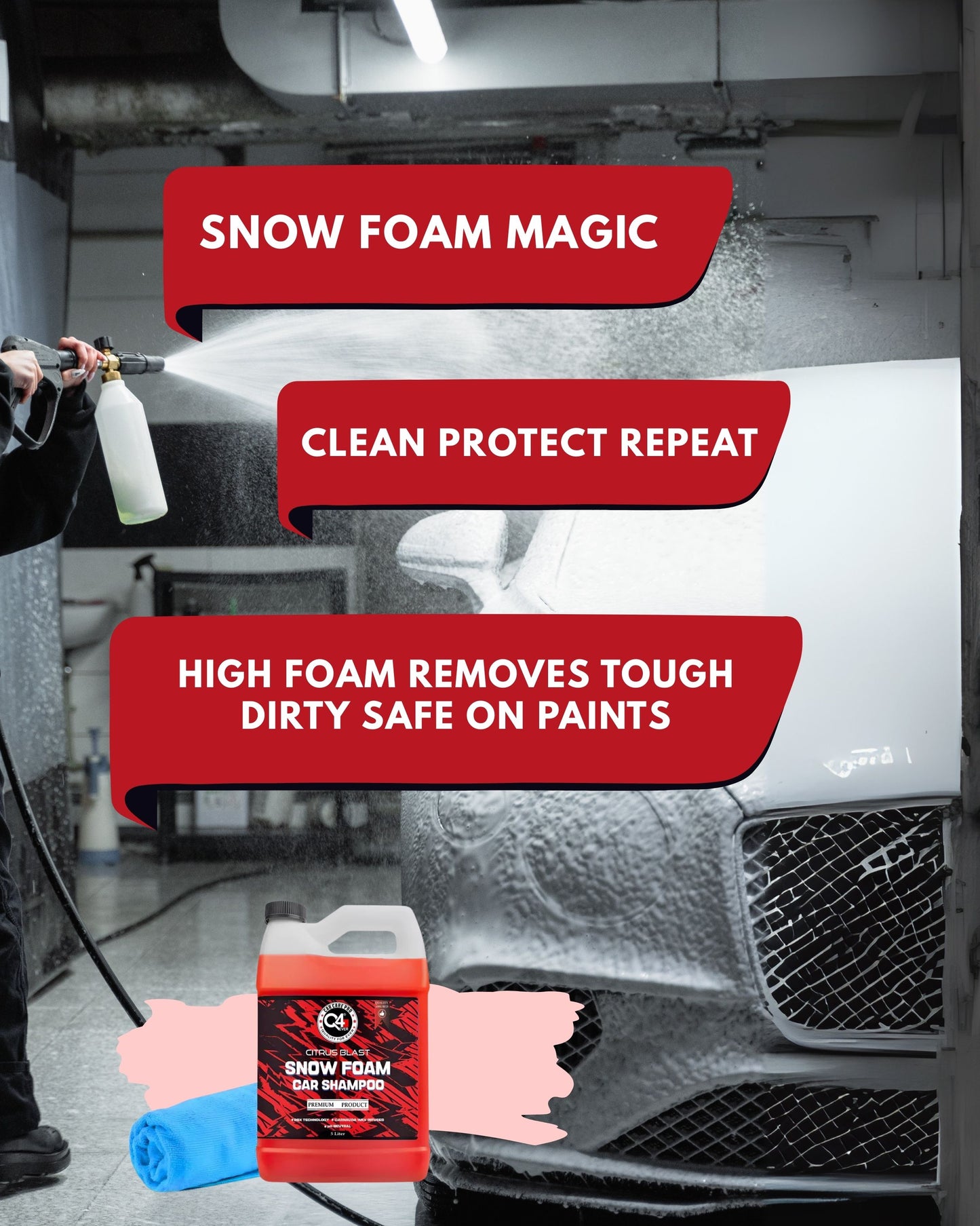 Ultra Premium Snow Foam Car Shampoo -5 KG | Premium Brazilian Carnube Wax | BBX Technology | PH Nuetral